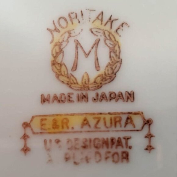 Noritake China Porcelain Azure Pattern 3-Footed Bowl & Ladle Spoon Japan 1930s - Picture 7 of 7